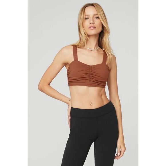 Alo Yoga Women’s Airbrush Cinch Bra in Rust Orange - Picture 1 of 9
